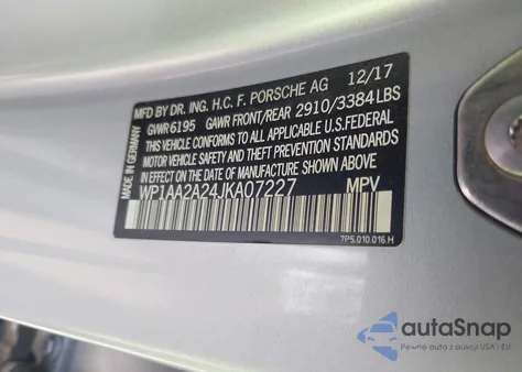 2018 Porsche Cayenne Platinum Edition z USA, uszkodzony, nr VIN WP1AA2A24JKA07227